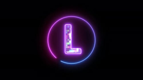 Neon Glowing Letter L Pixelated Reveal