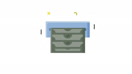 withdraw money from ATM icon animation isolated alpha channel video
