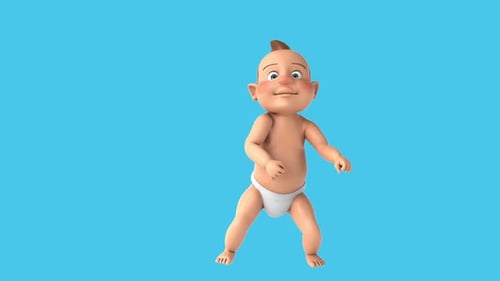 Fun 3D cartoon baby dancing (with alpha channel)