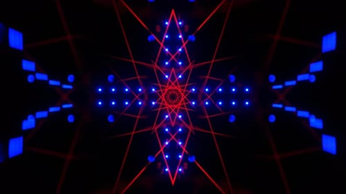 Deep Blue And Red Neon Laser Mandala Background Vj Loop In 4K