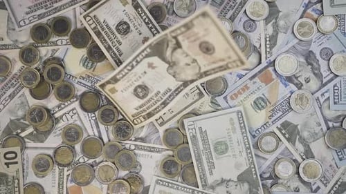 American Dollar Banknotes Fall in Slow Motion