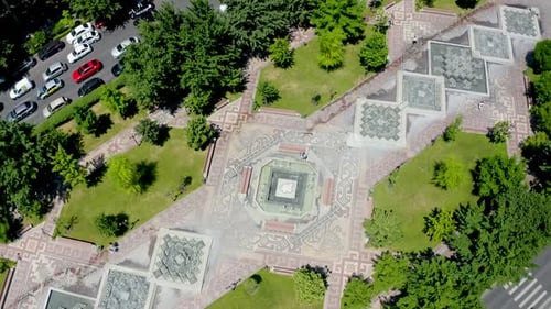 Drone shot Yerevan 2800th Anniversary Park.