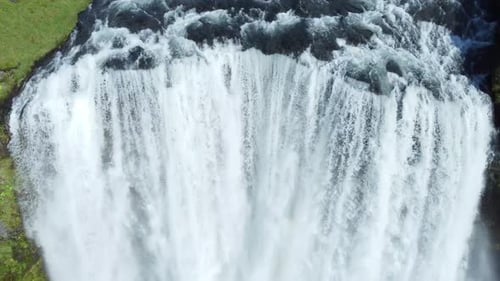 Skogafoss Waterfall in Iceland Summer Nature Natural Landscape Pure River Aerial View