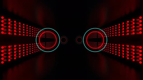 Corridor numérique rouge et turquoise avec fond de cercles de néons lumineux Vj Loop en 4K
