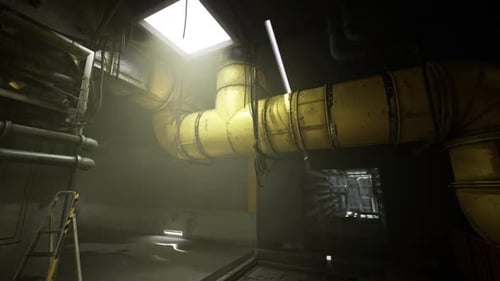 Old Power Plant with Corroded Flanges and Dilapidated Access Points