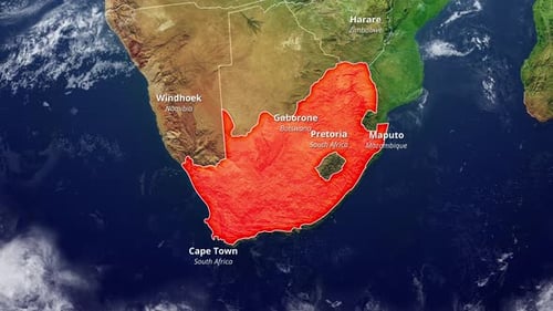 Animated Map of South Africa with Capital Cities and Borders