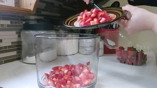 Preparing a delicious strawberry shortcake