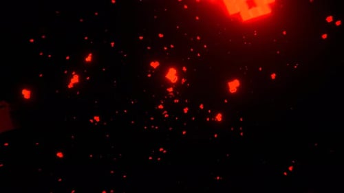 Red And Blue Flashing Pixel Hearts In Fantastic Stream Background Vj Loop in 4K