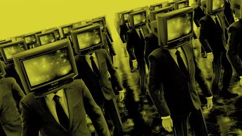 Glitchy Retro TV Head Corporate Men Loop