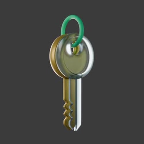 Gold silver key keyring 3d render video