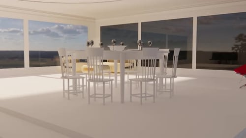 White dining table with chairs in modern room