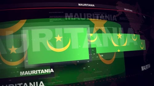 Mauritania Flag Digital Corporate News and Data Display