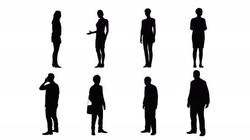 Animated Silhouettes of Business People Communicating and Gesturing