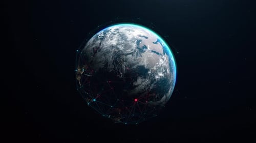 Digital Earth Global Network Connection Animation