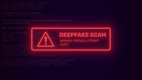 Neon Digital Deepfake Scam Alert Warning
