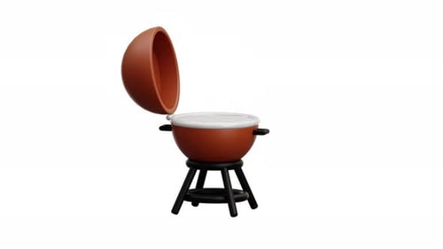 3D-Animation, Barbecue, Grill, Kochen, Sommergerichte im Freien