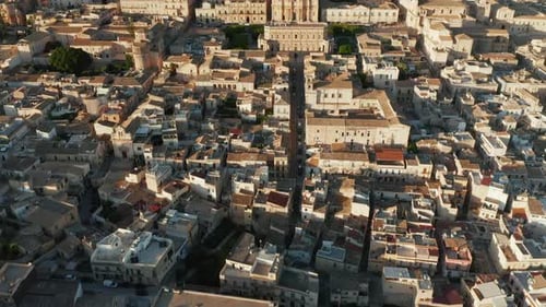Flying Over Noto Baroque Old Town In Island Of Sicily, Italy - drone shot