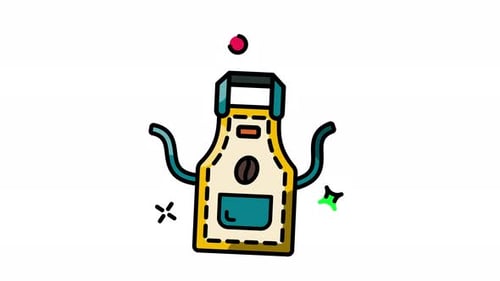 Animated Decorative Apron with Coffee Bean Illustration
