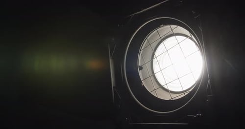 Video Studio Fresnel Lens Spotlight on Black Background