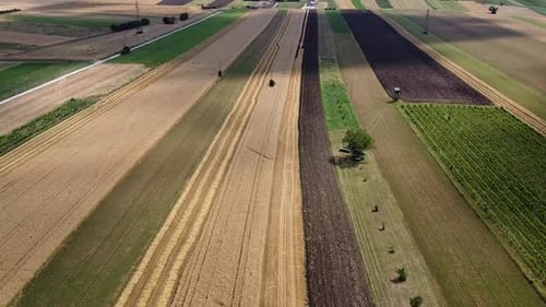 Aerial View of Diverse Agricultural Farmland