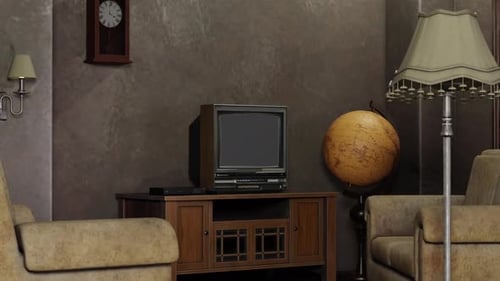 Retro Television Screen Turn On with Glitch Static