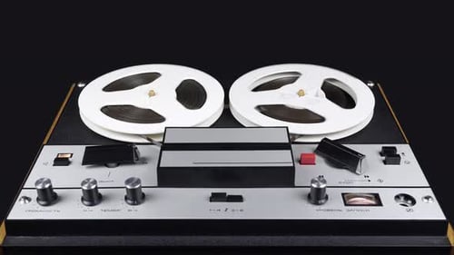 Vintage Reel-to-Reel Tape Recorder Spinning