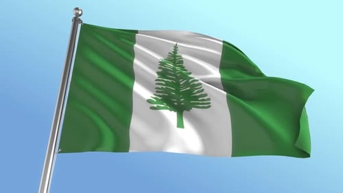 Norfolk Island Flag Waving Realistic 3D Animation