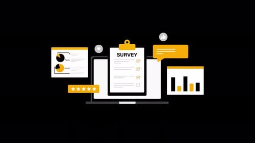 Animated Laptop with Online Survey and Feedback Video - Transparent