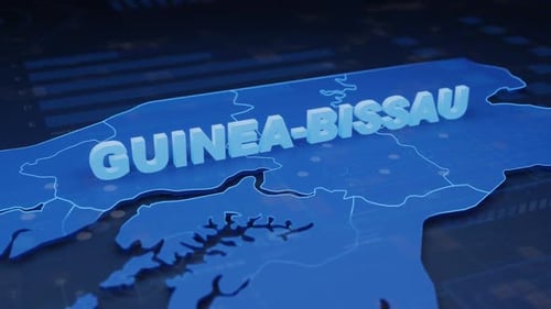 3D Map of Guinea-Bissau Country Data Reveal Title Animation