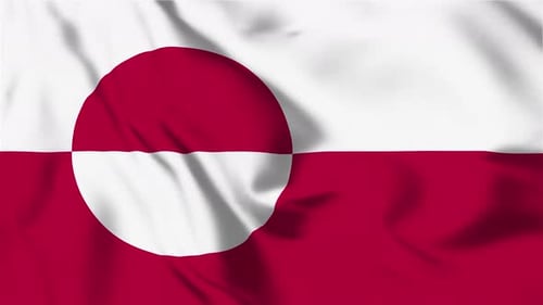 Waving Greenland Flag Realistic Animation Loop