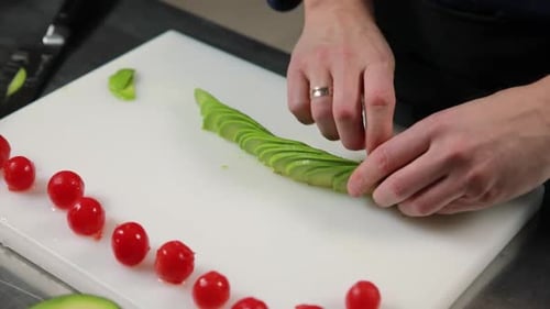 Chef Arranges Avocado Food Art