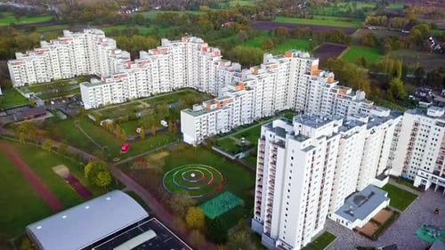 Aerial View Of Large Housing Estate By Osterholz-Tenever In Bremen, Germany.