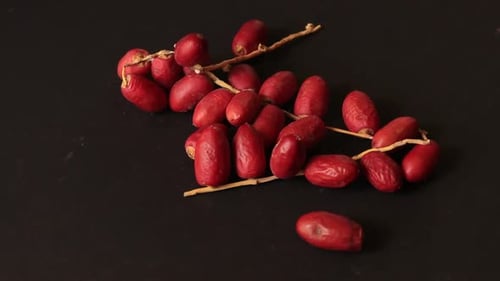 The date-palm fresh they are placed on the table with oil, health food concept., Date Palm. Raw Date