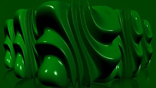 Grüner Hintergrund mit Plasmawürfeln, Reflexion, exklusives, einzigartiges Design, 3D-Rendering