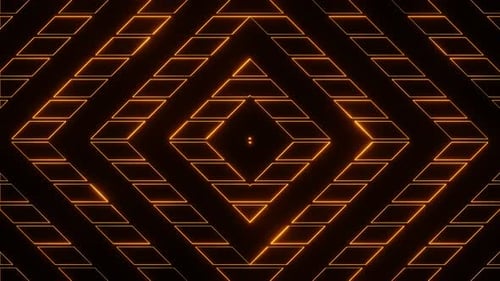 Orange Abstract Neon Glowing Sci Fi Cyberpunk Patterns Background Vj Loop Animation In 4K