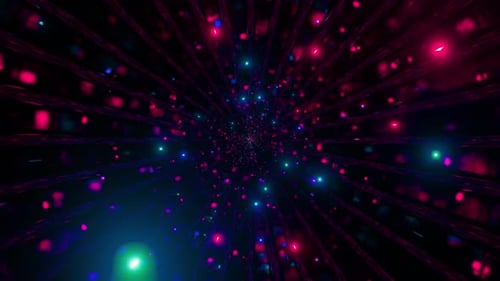 Abstract Cyber Tunnel with Glowing Neon Lights