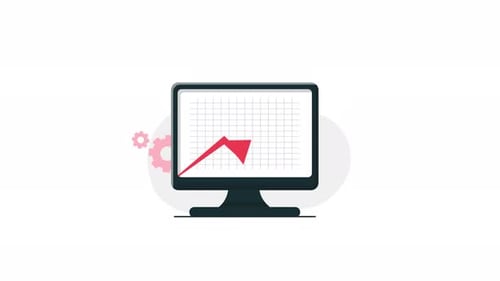 4k Computer with Growth Arrow Animation Video