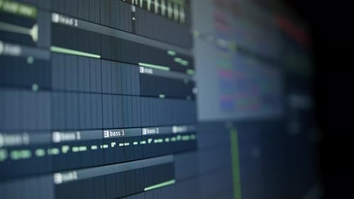Music sequencer - playhead moves along the music track. The process of creating music