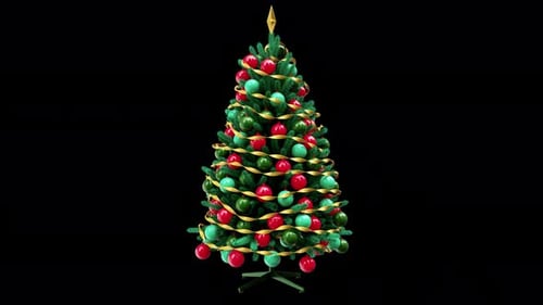 Animated Rotating Christmas Tree with Festive Ornaments