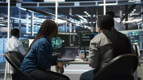 Data Center Coworkers Doing Brainstorming Using Artificial Intelligence