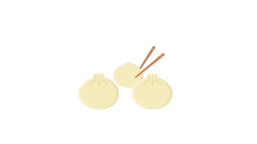 Animated Dumplings with Chopsticks Flat Design Motion Graphic