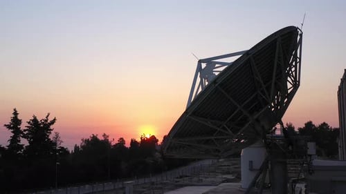 Satellite Dishes at sunset- Aerial view