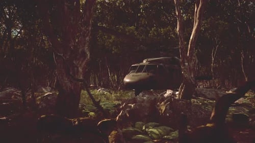 Military Helicopter in Deep Jungle