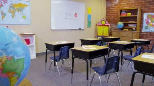 Elementary School Classroom, No People Building