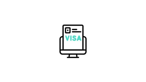 Animated Flat Design Visa Online Payment Icon