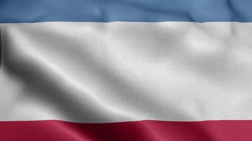 Waving Flag with Blue White Red Horizontal Stripes