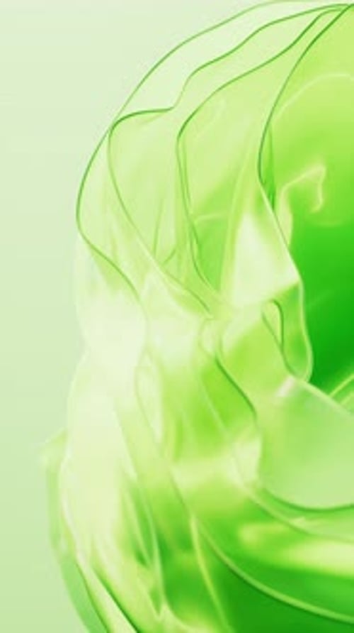 Flowing transparent green multilayer glass background