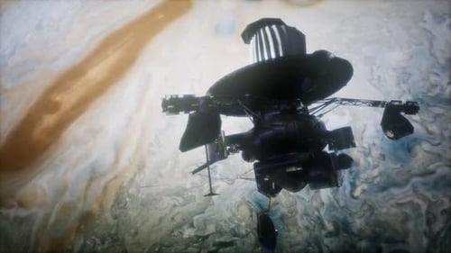 Advanced Space Probe Orbiting a Gas Giant Planet