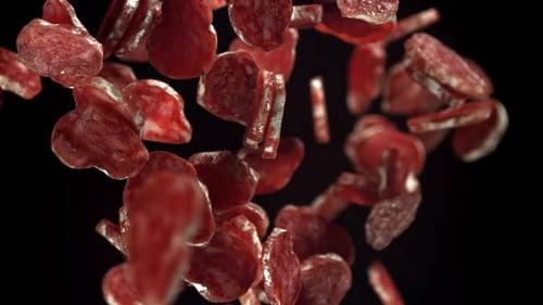 Pepperoni Slices Falling in Slow Motion