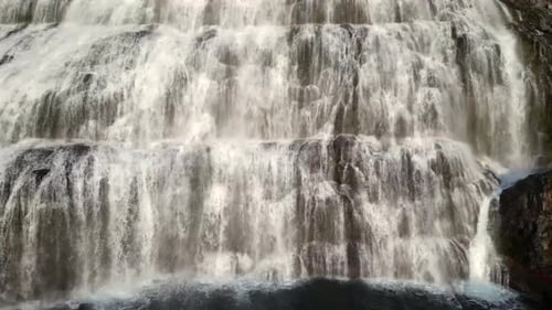 Aerial view of Dynjandi Waterfall, Iceland.